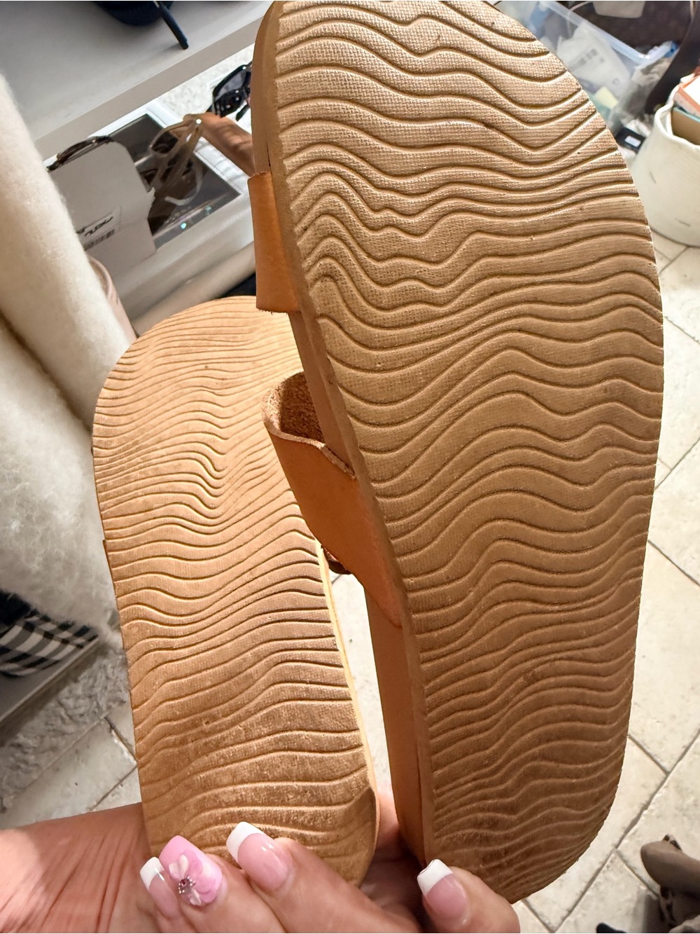 Reef Tan and Camel Dual-Strap Slide Sandals - Picture 4 of 8